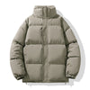 Solid Color Down Coat Couple Stand-up Collar Cotton-padded Coat