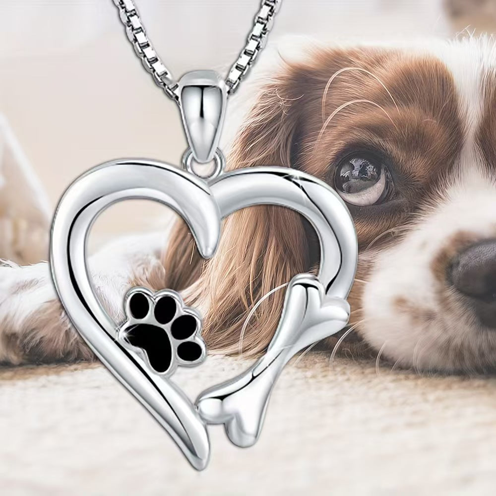 Versatile Simple Heart-Shaped Pendant Necklace For Pet Lovers