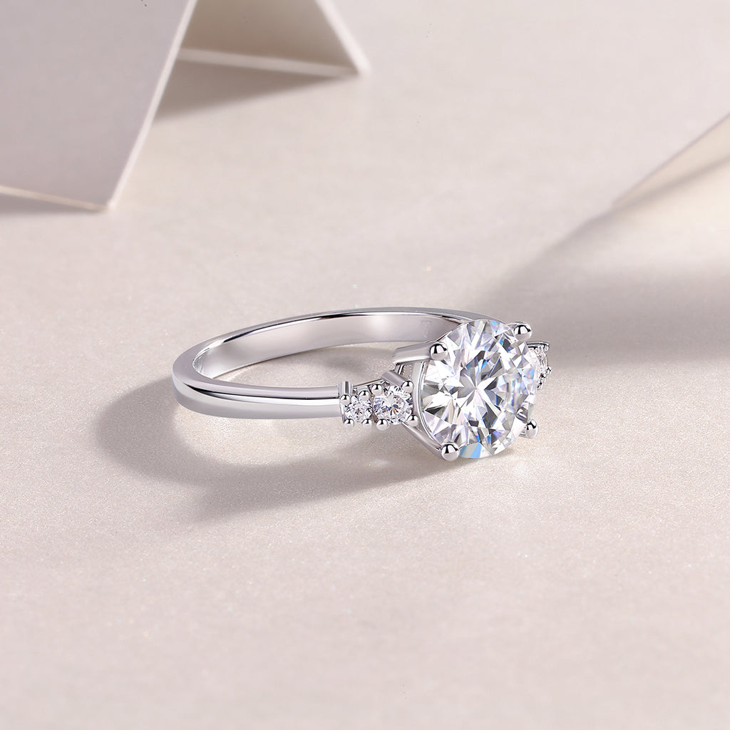 The Vow Of Stars - A Wedding Ring Set With 2-carat Top-quality Moissanite S925 Silver And Platinum-plated Diamond. The Ring Can Be Inspected With A Diamond Pen