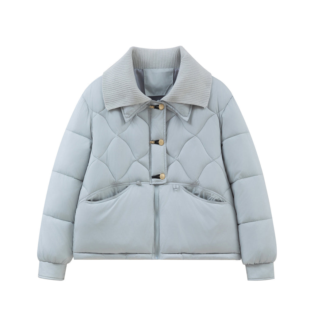 Puff Loose Casual Rhombus Coat Elegant Cotton-padded Jacket