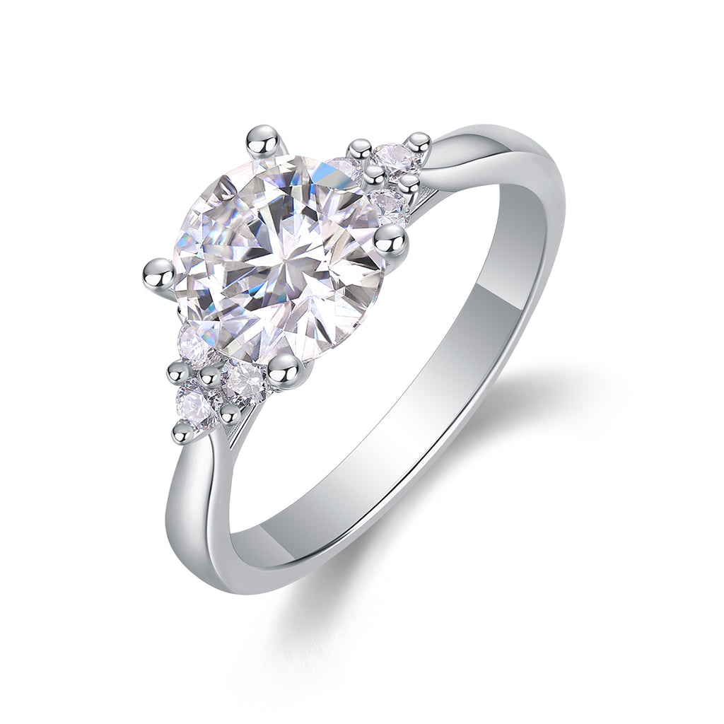 Galaxy Light - A Wedding Ring Set With 2-carat Top-quality Moissanite S925 Silver And Platinum-plated Diamond. The Ring Can Be Inspected With A Diamond Pen