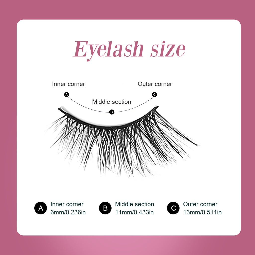 Natural Lashes Wispy Lashes Natural Look False Eyelashes Natural Flared Eyelashes False Eye Lashes Soft Fluffy Lashes 7 Pairs 6mm Gradual 13mm Cat's Eye Transparent Stem Eye Tail Elongated Half Eye Na