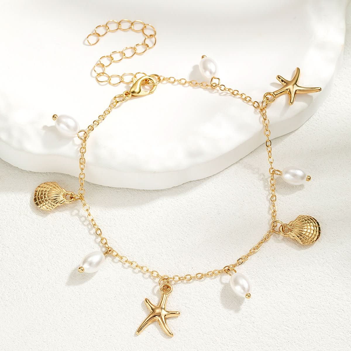 Adjustable Alloy Starfish Pendant Anklet For Women - Eshtree