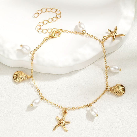 Adjustable Alloy Starfish Pendant Anklet For Women - Eshtree