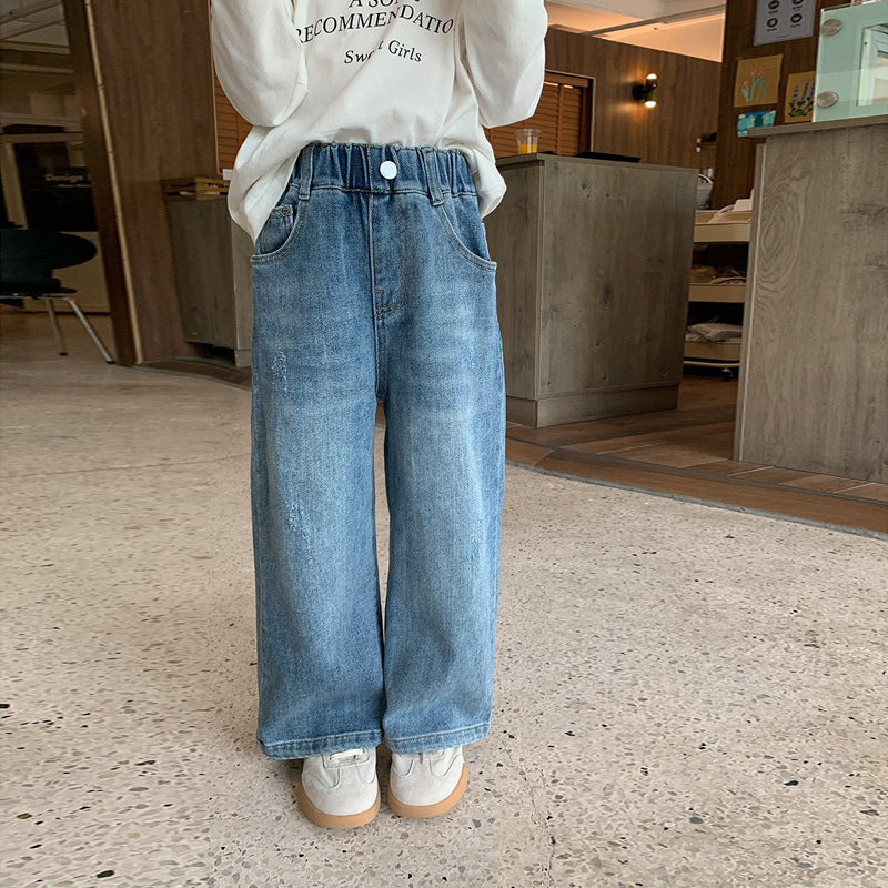 Fashionable Trousers Girls Casual All-matching Straight Pants