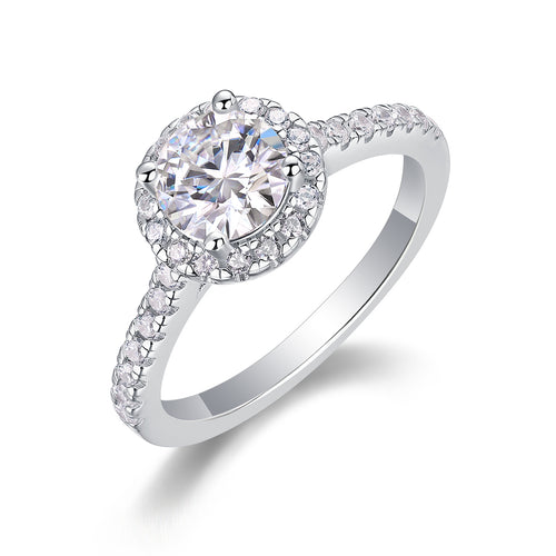 Embrace Your Lover - A Wedding Ring Set With 1-carat Top-quality Moissanite S925 Silver And Platinum-plated Diamond. The Ring Can Be Inspected With A Diamond Pen