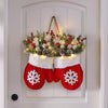 Christmas Garland Creative Glove Shaped Simulated Flower Wreath Window Door Gate Decoration Door Sign Xmas Party Decoration