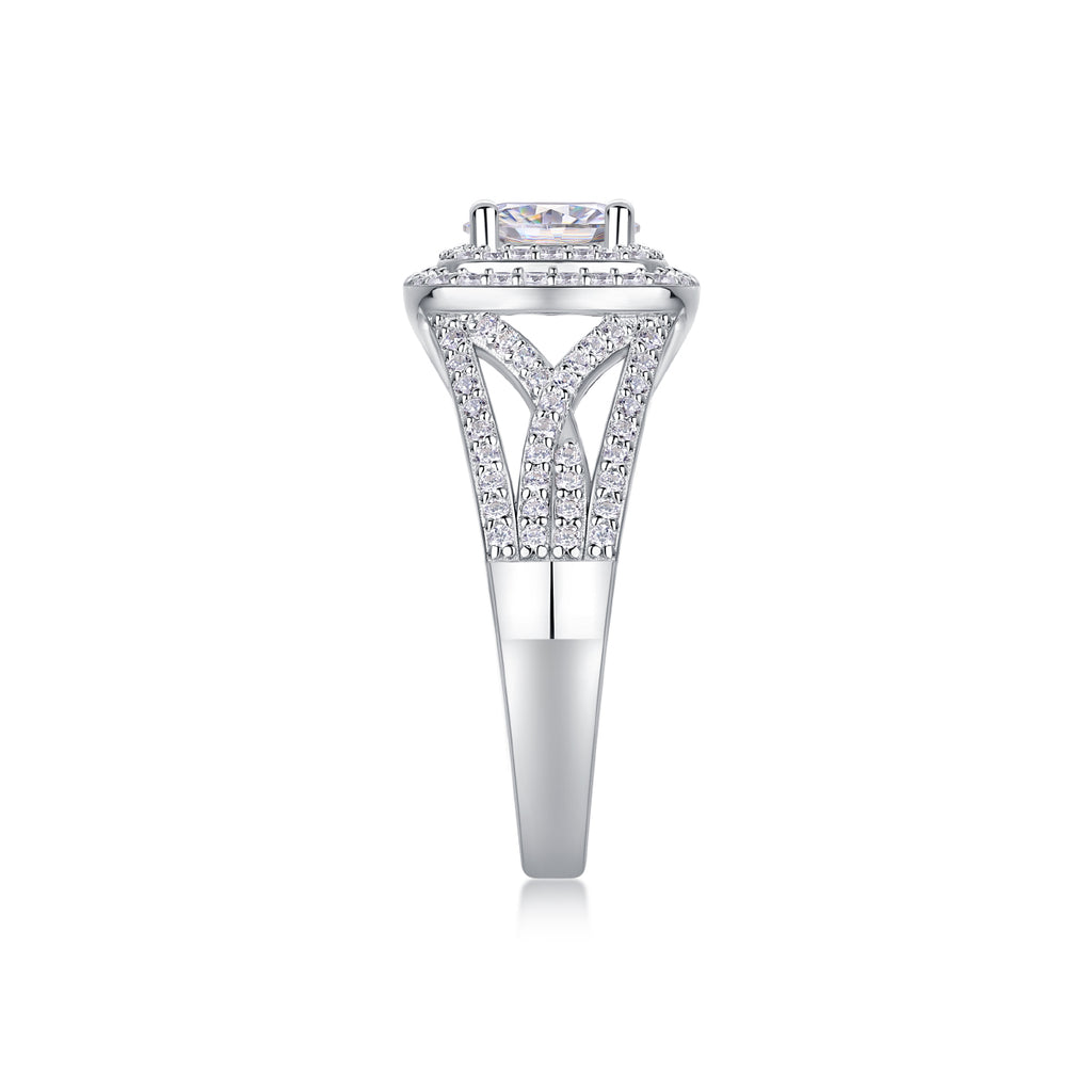 Supreme Charm - A Wedding Ring Set With 1-carat Top-quality Moissanite S925 Silver And Platinum-plated Diamond Can Be Tested With A Diamond Pen