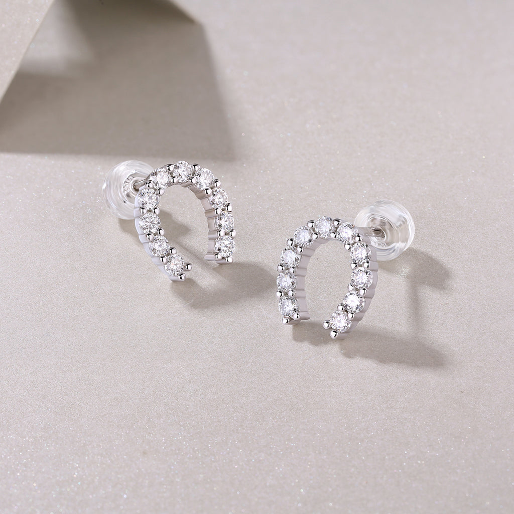 Seize Happiness - Earrings Set With Top-quality Moissanite S925 Silver And Platinum-plated Stud Earrings Are Fashionable And Trendy Accessories That Can Be Tested With A Diamond Pen