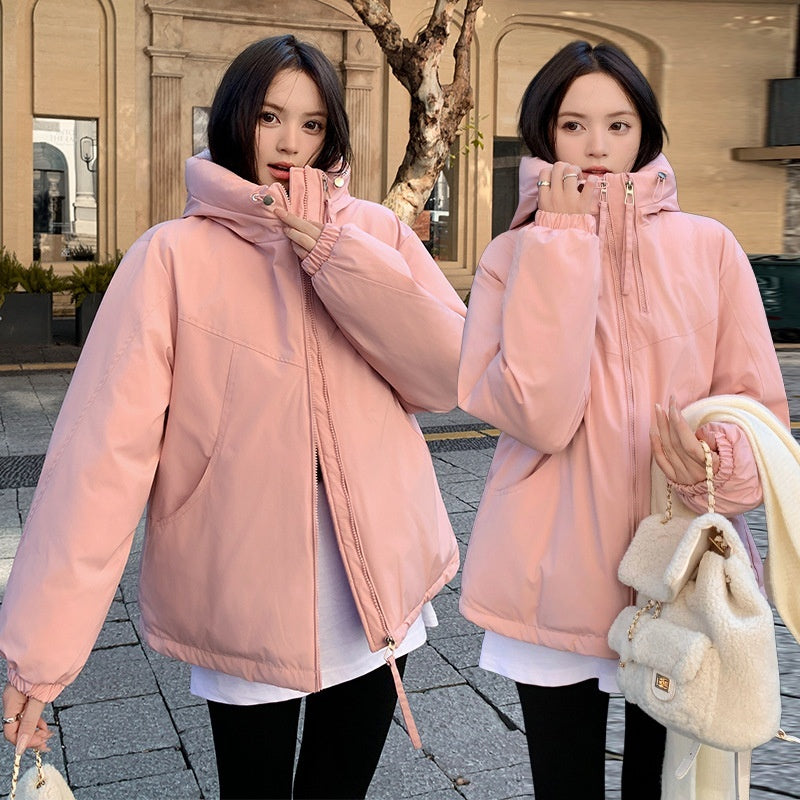 Fashion Double Zipper Hooded Quilted Women's All-match Outdoor Jacket Women