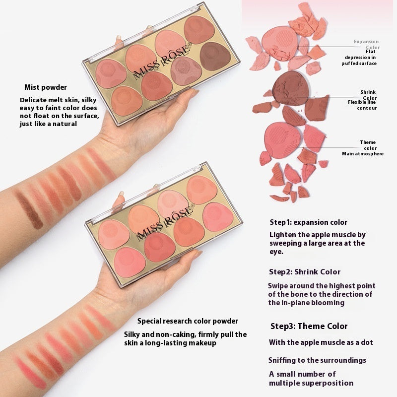 8-color Blush Natural Long Lasting Shimmer Matte Rouge Blusher Plate