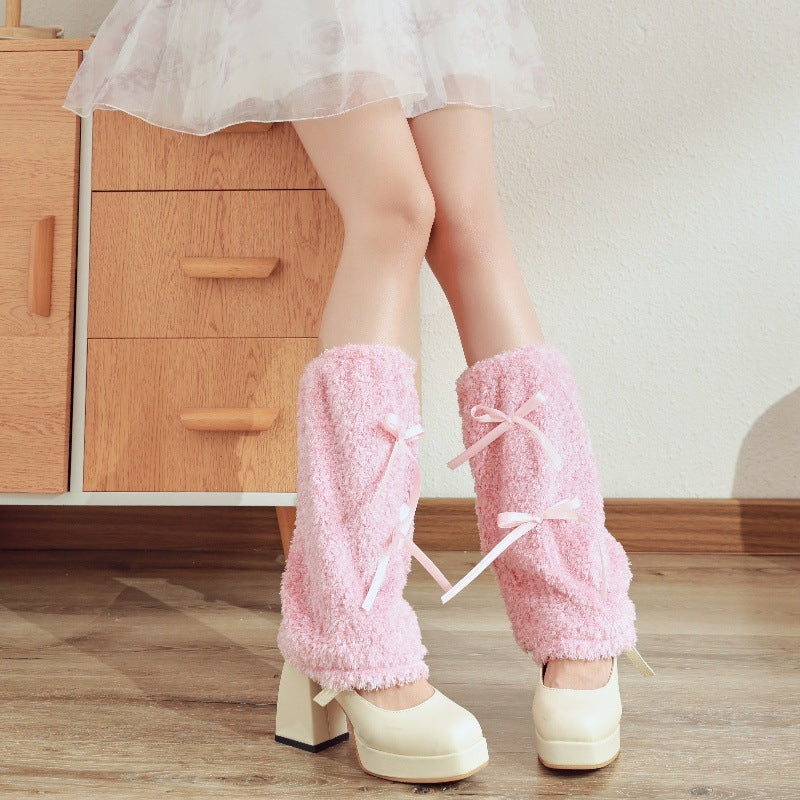 Plush Leg Warmer Autumn And Winter Warm Millennium Bow Foot Sock
