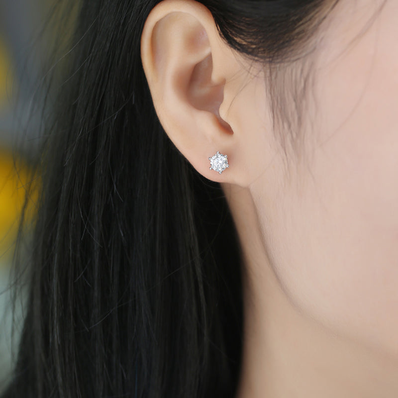 Rain And Snow - Earrings Set With 0.5-carat Top-quality Moissanite S925 Silver And Platinum-plated Stud Earrings, A Fashionable And Trendy Accessory, Can Be Tested With A Diamond Pen