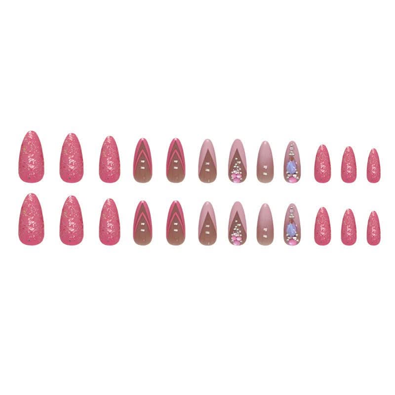 Almond Double French Fake Nails - Eshtree