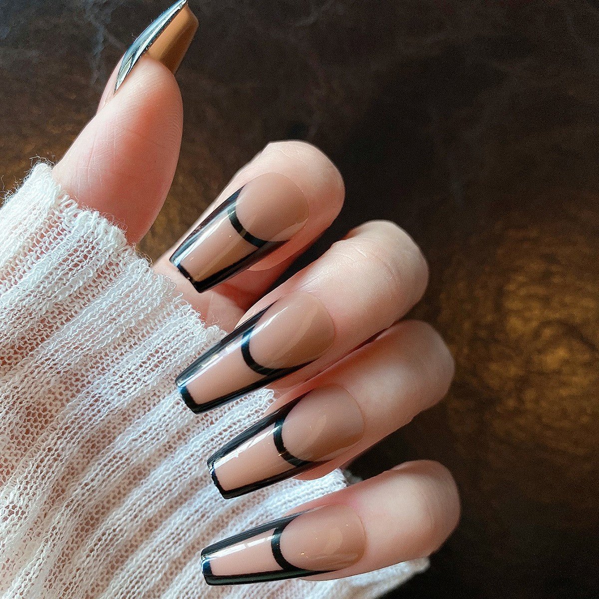 Almond Wear Nail Simple Frosted Glossy Fake Nail Tip - Eshtree