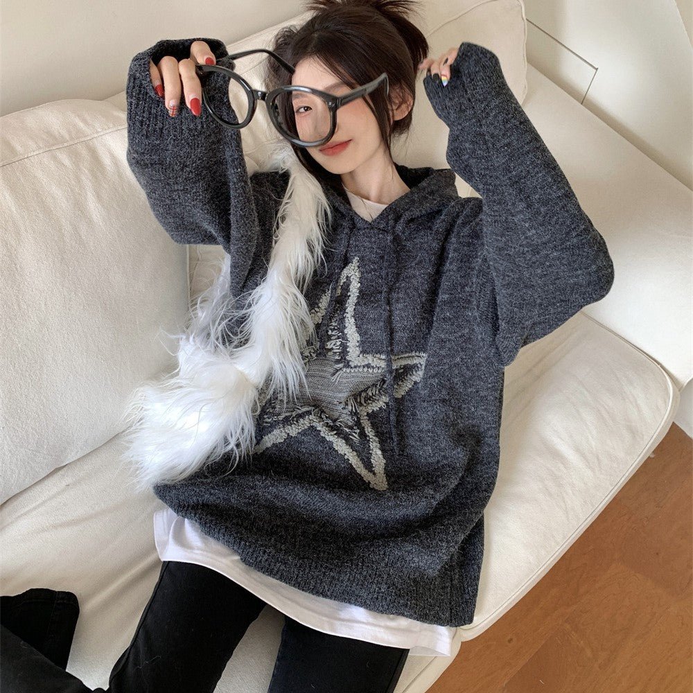 Autumn And Winter American Vintage Old Five - pointed Star Sweater - Eshtree