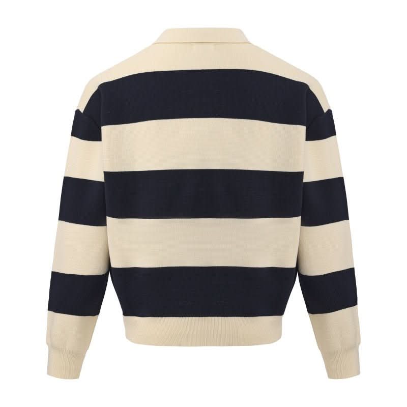 Autumn And Winter Basic Korean - style Loose Blue And White Striped Versatile Loose Sweater - Eshtree