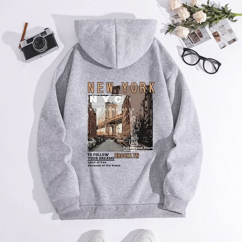 Autumn And Winter Printing Hooded Fleece - lined Women's Sweater - Eshtree