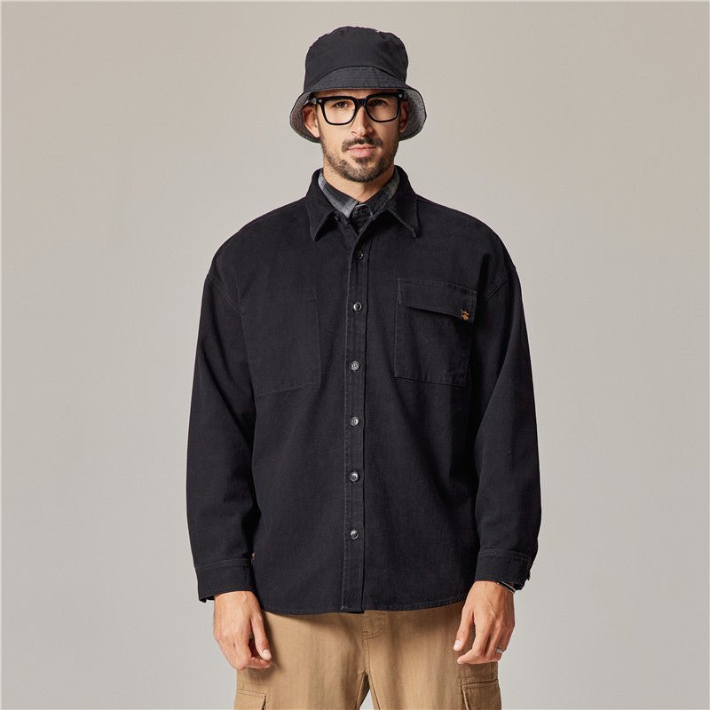 Autumn Overalls Coat Men's American Retro Heavy Cotton Long Sleeve Shirt - Eshtree
