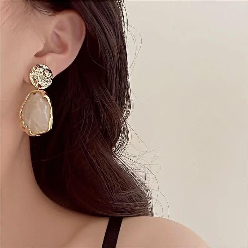 Autumn Winter Retro Maillard Irregular Geometric Earrings - Eshtree