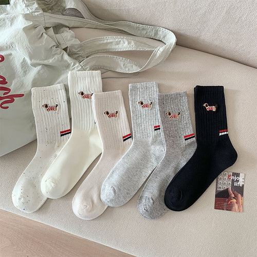 Personality Puppy Embroidered Socks Children