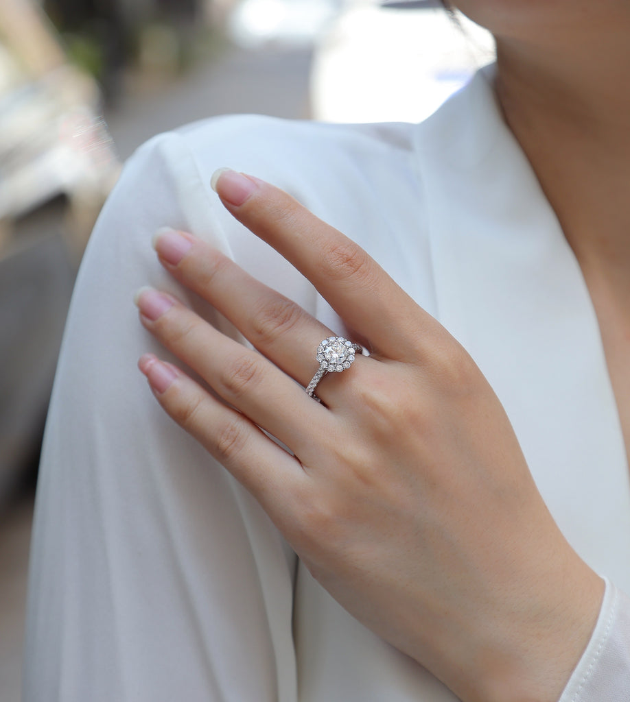 True Love - A Wedding Ring Set With 1-carat Top-quality Moissanite S925 Silver And Platinum-plated Diamond Can Be Tested With A Diamond Pen