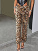Printed Sequins Leopard Print European And American Straight-leg Trousers
