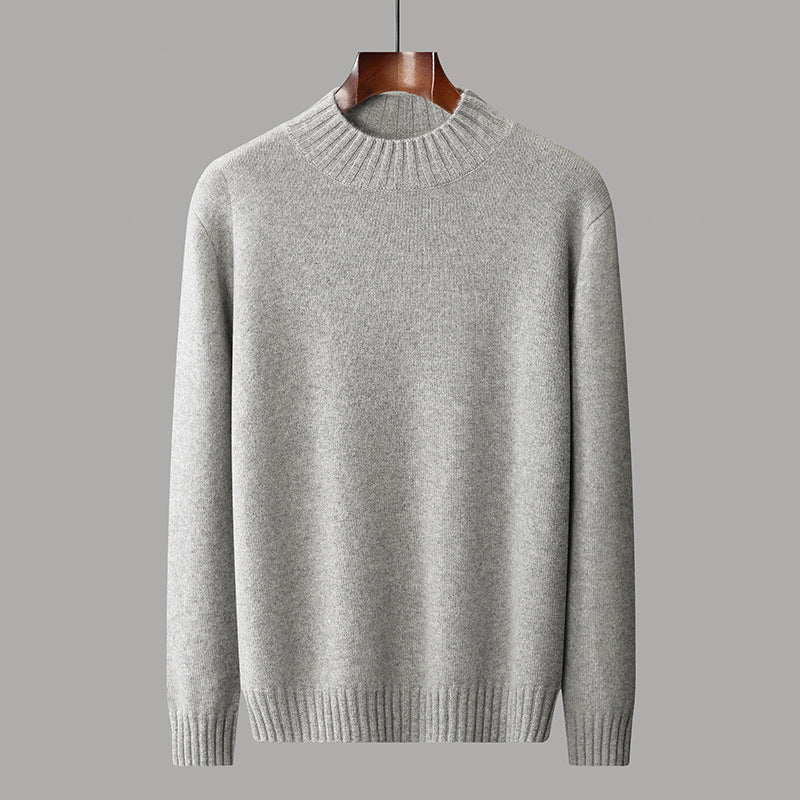 Men's Business-Casual Solid-Color All-Match Sweater With A Half-High Neck