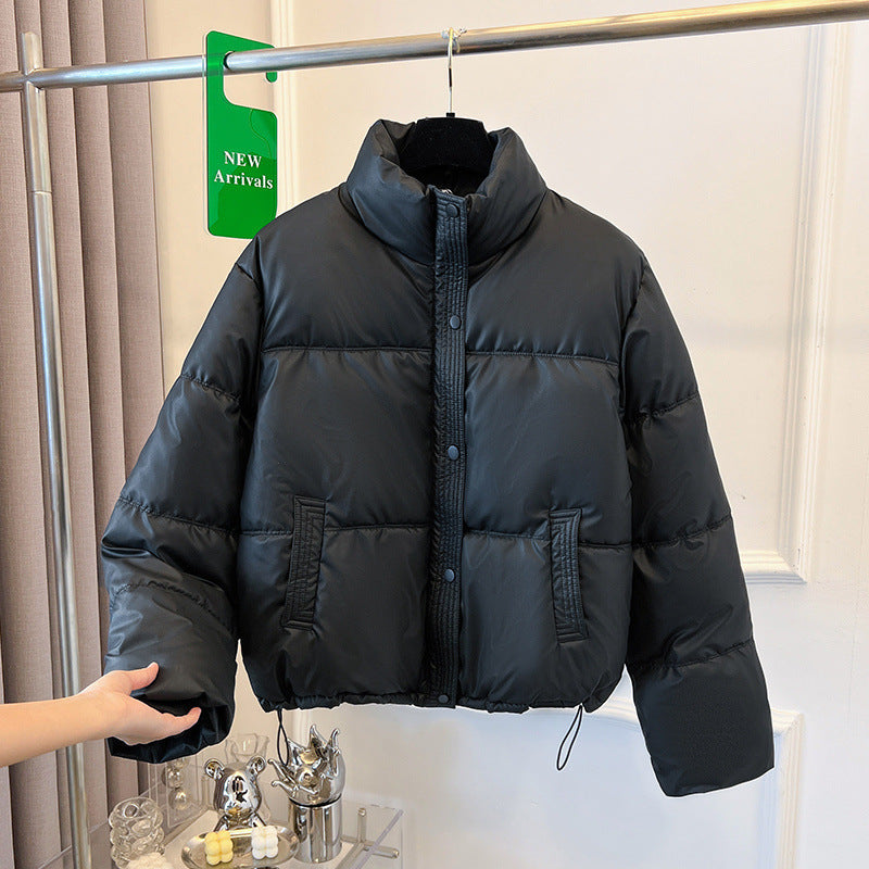 Women's Thickening Stand Collar PU Leather Disposable Cotton-padded Jacket