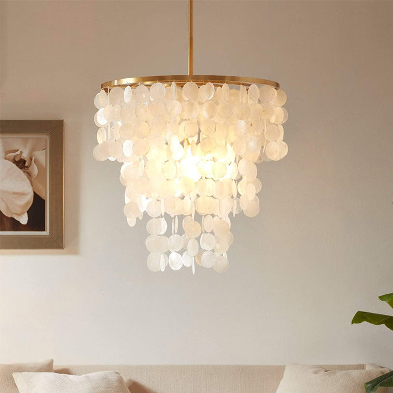 Simple Bedroom Shell Chandelier Eye Protection Room Lighting