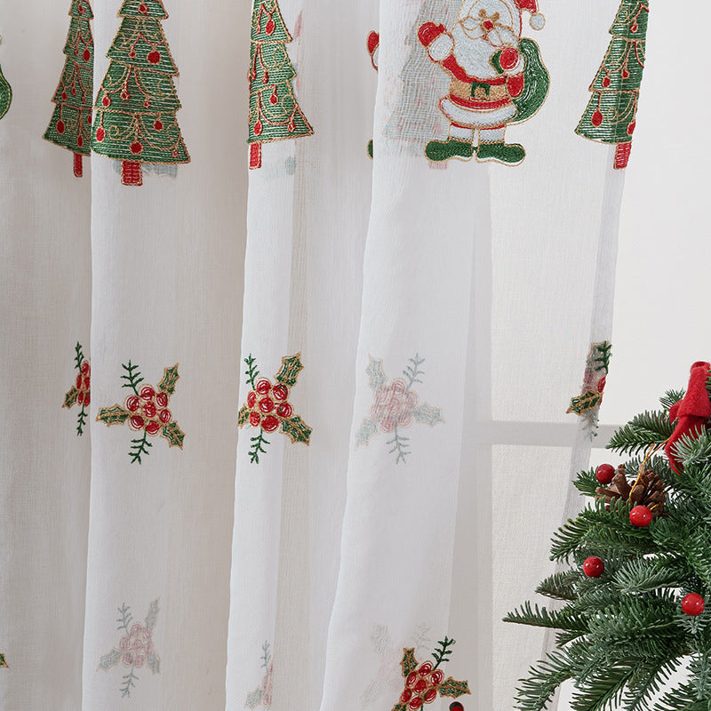 New American Christmas Curtain Christmas Tree Embroidery
