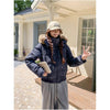 Korean Sweet Big Fur Collar Hooded Cotton Coat Jacket