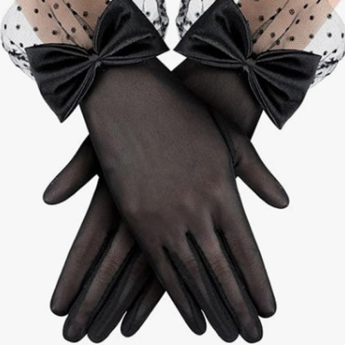 Vintage Mesh Gloves Bridal Wedding Bow Gloves