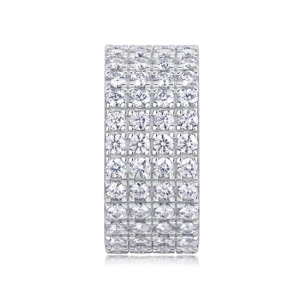 Sparkling And Brilliant - A Wedding Ring Set With Top-quality Moissanite S925 Silver And Platinum-plated Diamond. The Ring Can Be Inspected With A Diamond Pen