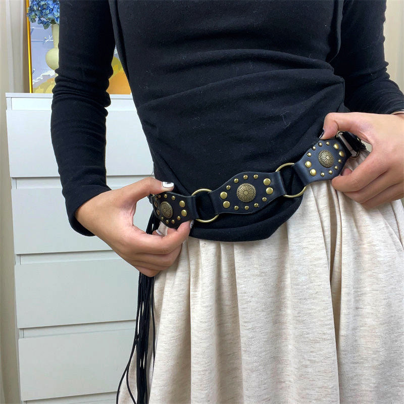 Vintage Flying Ring Design Lace-up Belt