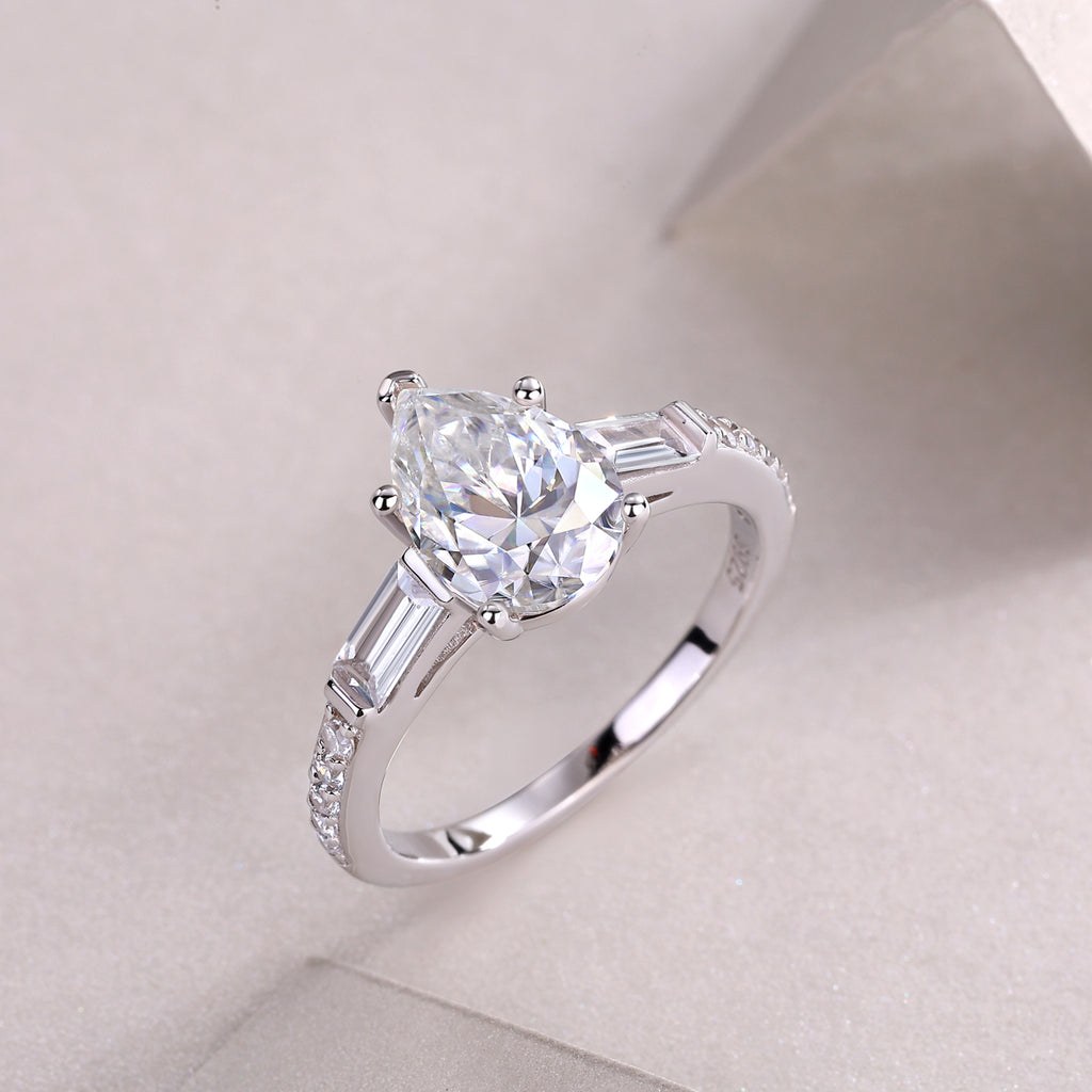 Moonlight - A Wedding Ring Set With Top-quality Moissanite S925 Silver And Platinum-plated Diamond Can Be Inspected With A Diamond Pen