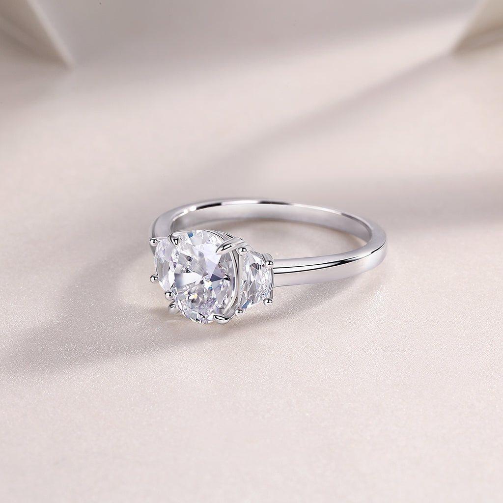 Brilliant Light And Shadow - A Wedding Ring Set With 2-carat Top-quality Moissanite S925 Silver And Platinum-plated Diamond Can Be Inspected With A Diamond Pen