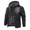 Men's Hooded Warm PU Leather Coat