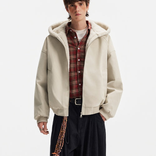 Hooded Cotton Jacket For Winter, Warm And Thick With Fur Collar