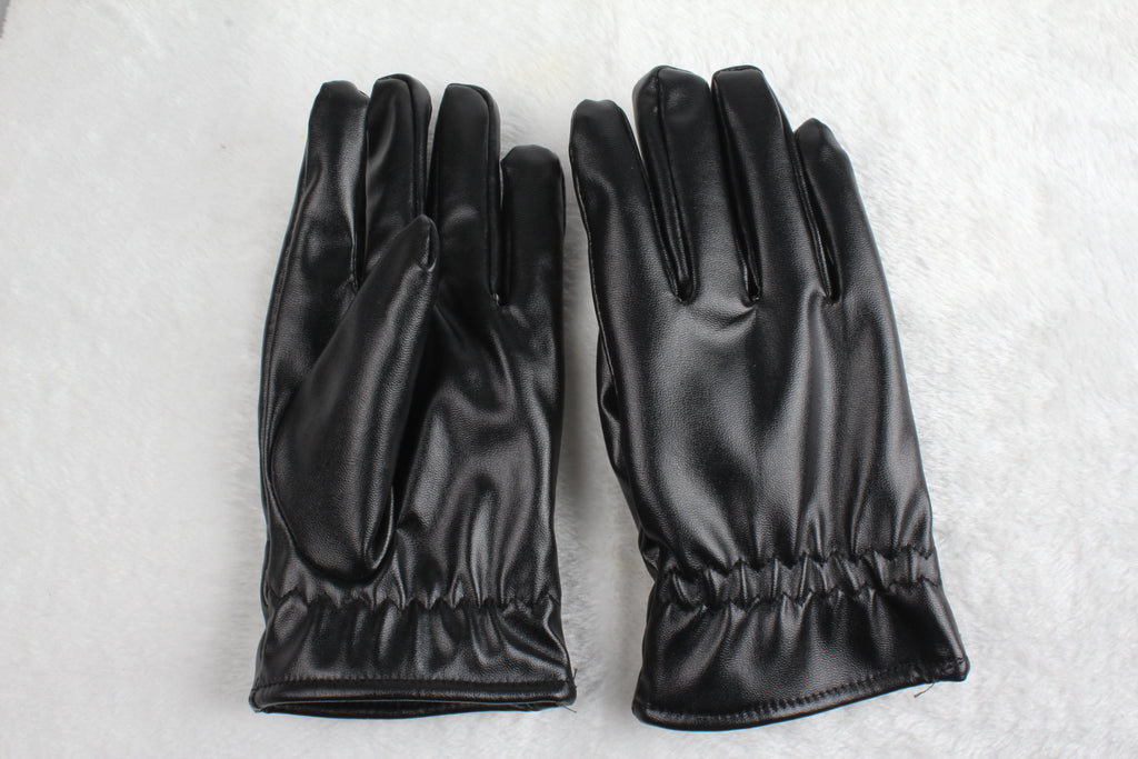 1Pair Unisex Black Leather Gloves Winter Warm Windproof High Quality Soft Gloves Outdoor Cycling Skiing Running Motorbike Gloves