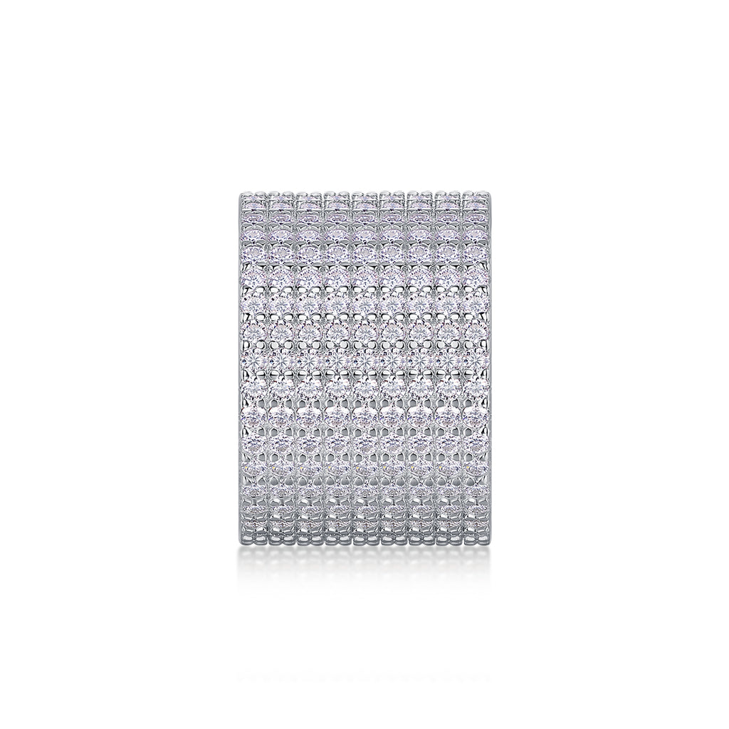 Bright Stars - A Wedding Ring Set With Top-quality Moissanite S925 Silver And Platinum-plated Diamond. The Ring Can Be Inspected With A Diamond Pen