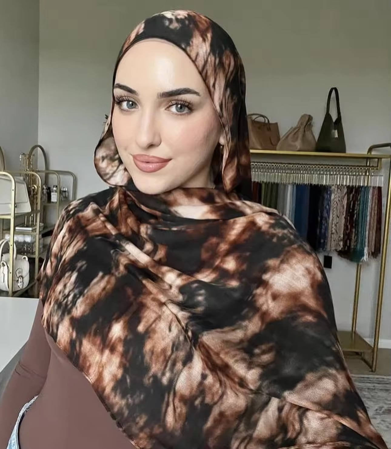 Watercolor Series Satin Polyester Ethnic Shawl