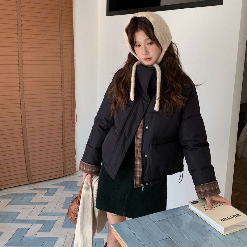 Patchwork Loose Casual Stand Collar Temperament Cotton-padded Jacket