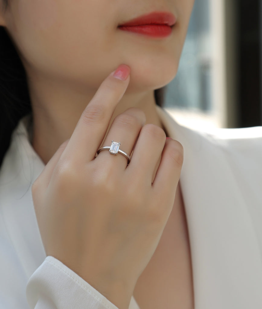 Composure - A Wedding Ring Set With Top-quality Moissanite S925 Silver And Platinum-plated Diamond Can Be Inspected With A Diamond Pen