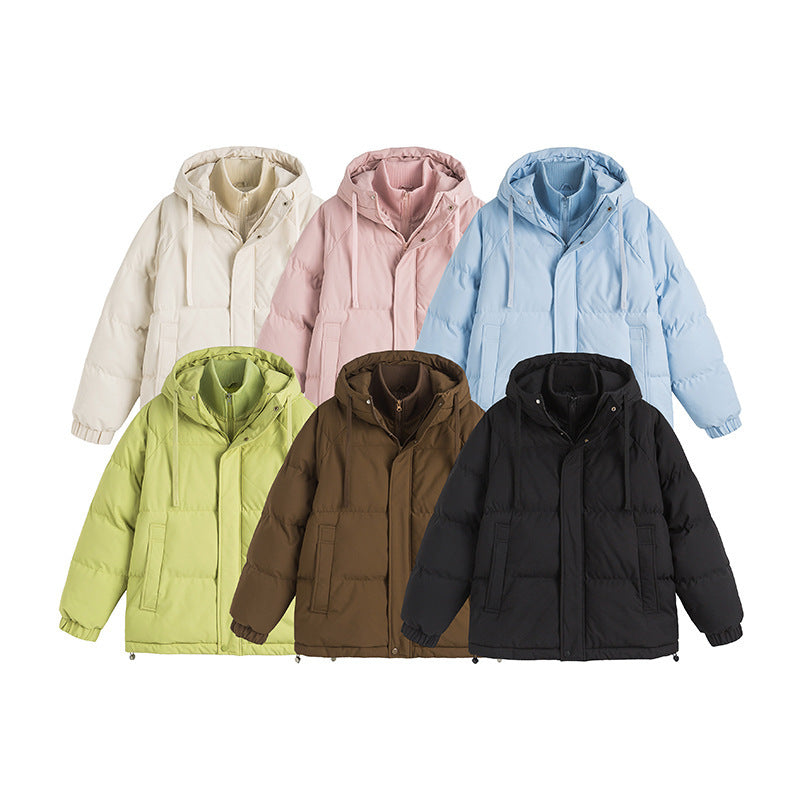 Winter Fake Two-piece Cotton-padded Coat For Men And Women Loose Cotton Jacket