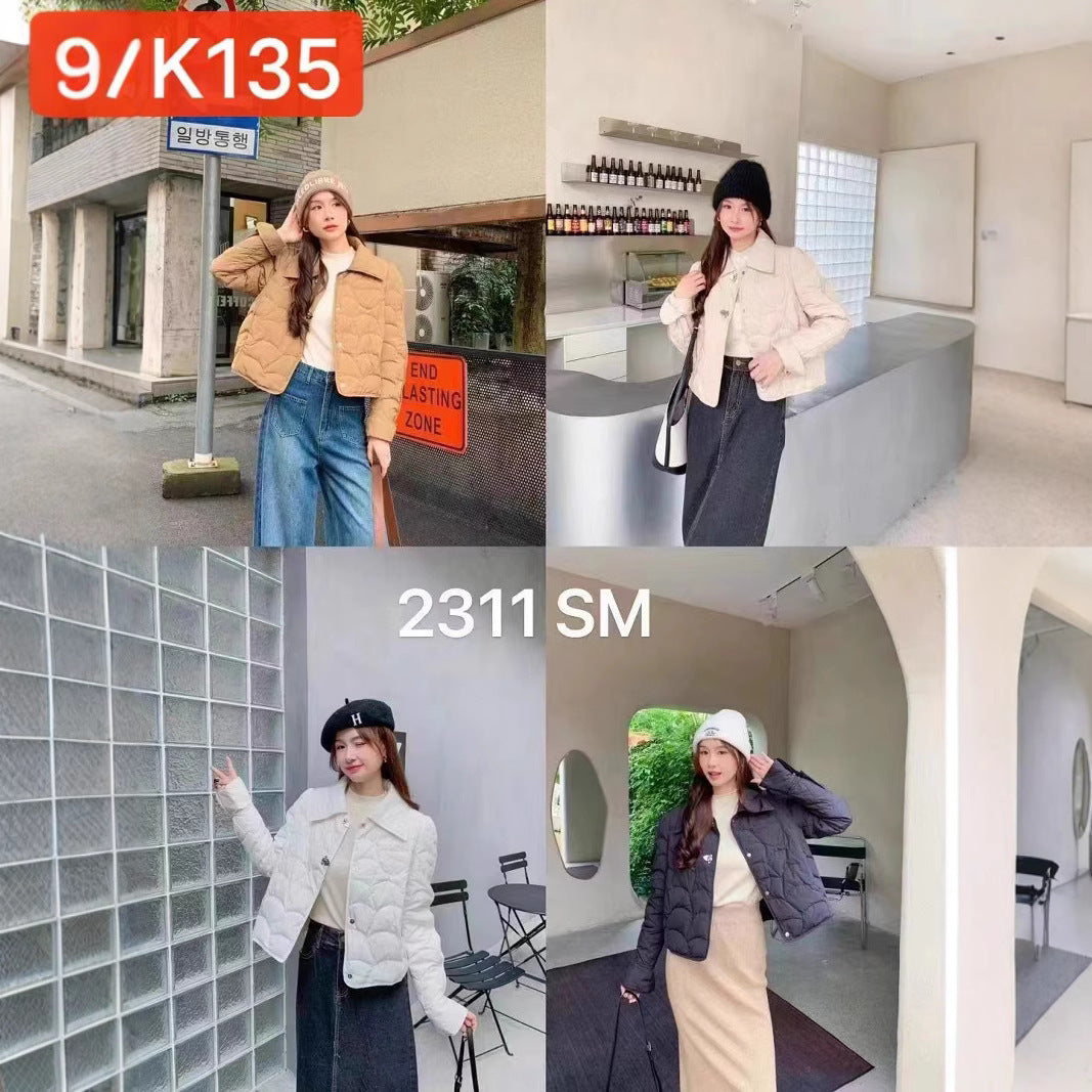 Online Red Diamond Plaid Short Down Jacket