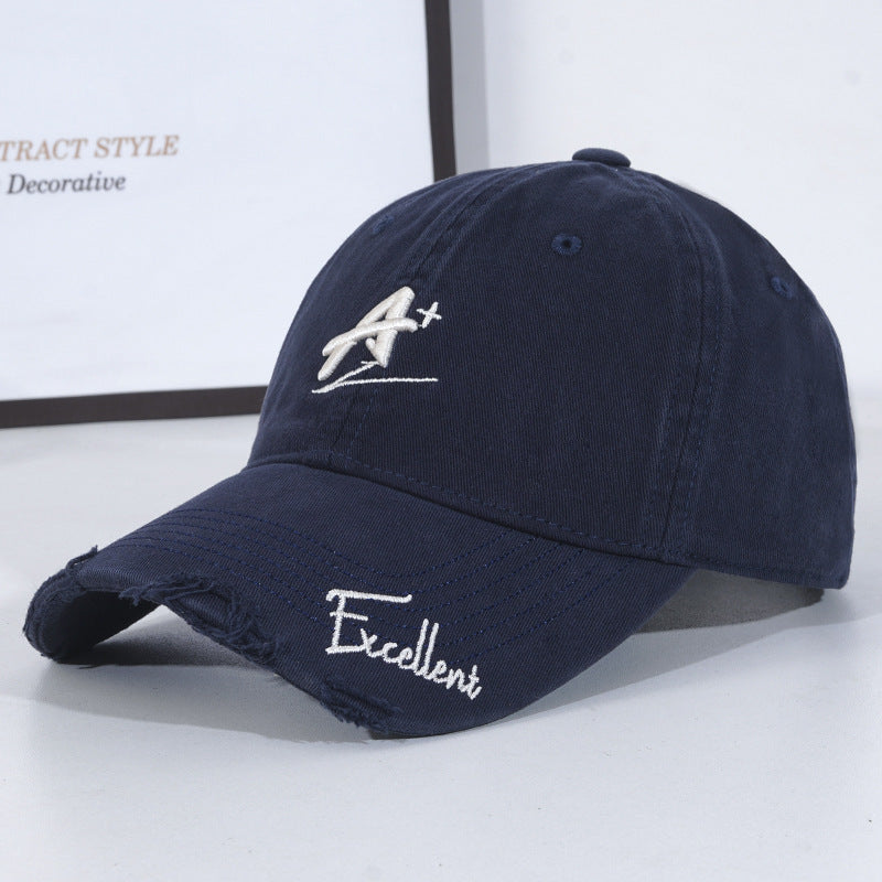 Fashionable All-match Soft Top Baseball Cap Ripped Sun-proof Peaked Cap