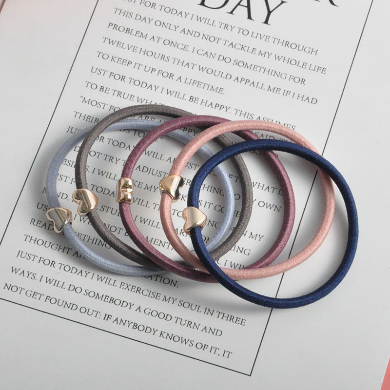 Golden Balls Peach Heart Rubber Band