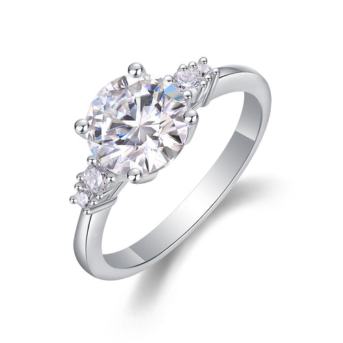 The Vow Of Stars - A Wedding Ring Set With 2-carat Top-quality Moissanite S925 Silver And Platinum-plated Diamond. The Ring Can Be Inspected With A Diamond Pen