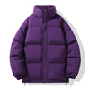 Solid Color Down Coat Couple Stand-up Collar Cotton-padded Coat